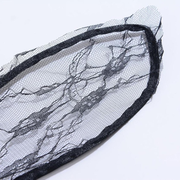 ONE LEFT! Gothic Bunny Ears Headband w Veil Lace - Picture 6 of 7